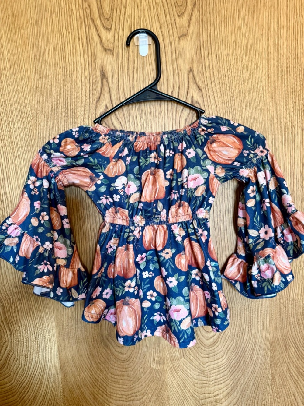 Toddler Girls Navy Floral Pumpkin Peplum Top Size 12-18M